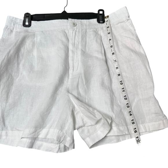 CALYPSO St. Barth White Linen Blend Shorts XL Palm Leaf Embroidery - Picture 5 of 5